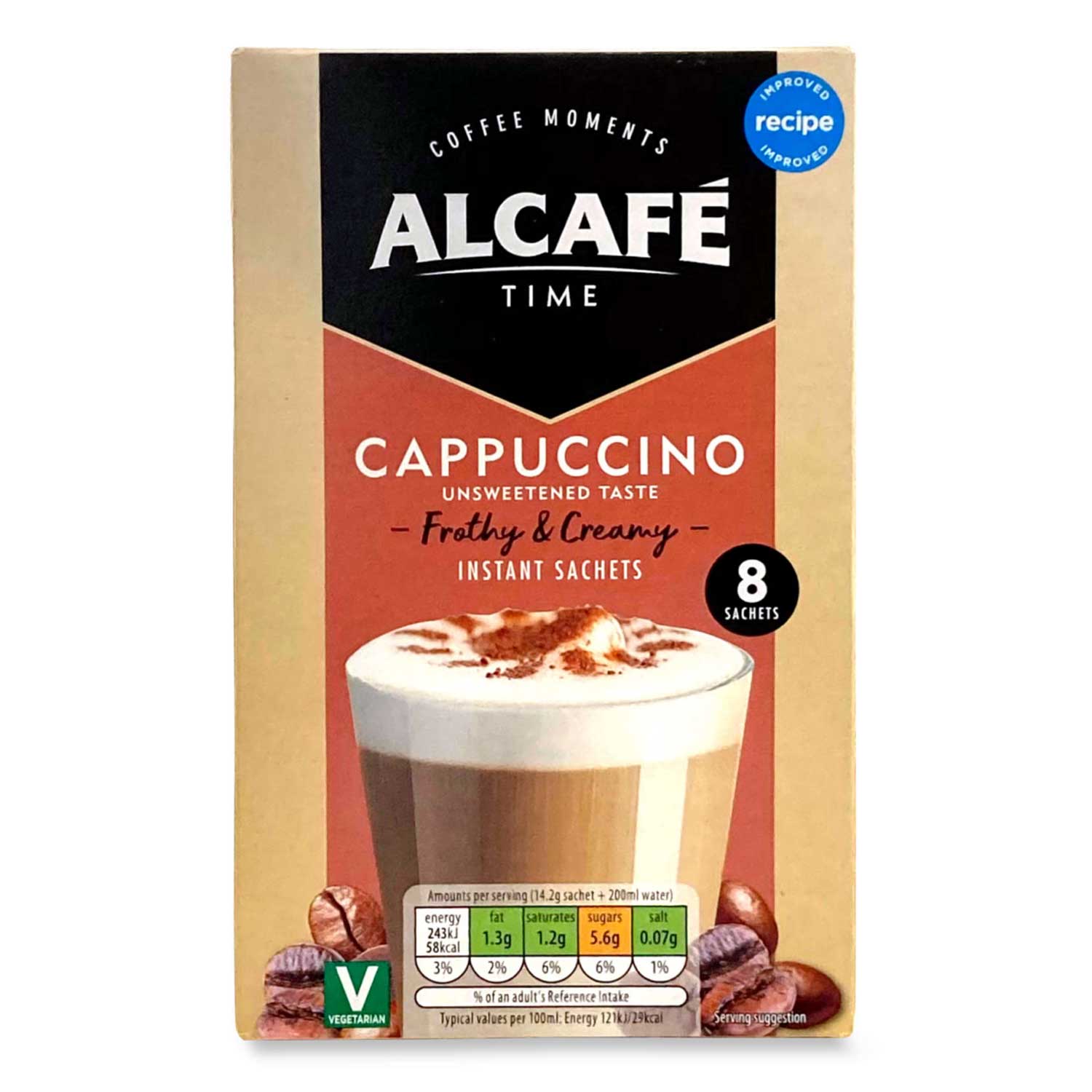 Cappuccino - Unsweetened Instant Sachets 8x14.2g Alcafé